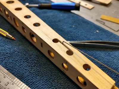 Rudder control rod popping out of the top fuselage skin.